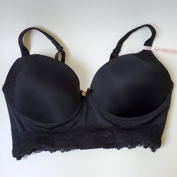 Daisy Fuentes Wire Free Lounge Push Up Bra Size 38C Black Wireless - Picture 1 of 5